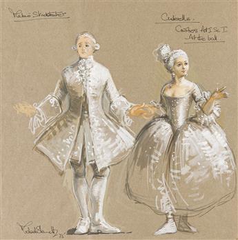 MICHAEL STENNETT (1946 - 2020) 6 costume designs and 1 set design for Cinderella.
